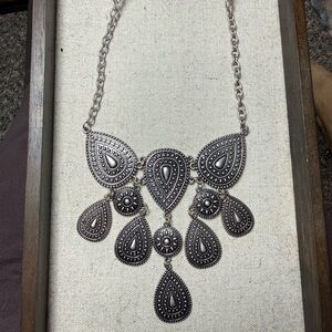 Intricate Silver Teardrop Necklace